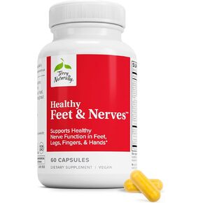 Terry Naturally Healthy Feet & Nerves - 120 Capsules - Supports Healthy Nerve Function in Feet, Legs, Fingers & Hands - Non-GMO, Vegan, Gluten Free - 60 Servings in Kuwait