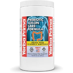 Yerba Prima Prebiotic Colon Care Formula, 20 oz Powder (Pack of 2) with FOS - Natural Psyllium Fiber, Magnesium, Selenium - Non-GMO, Gluten Free, Vegan Daily Supplement - for Men & Women in Saudi Arabia