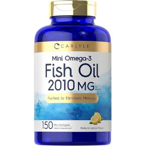 Carlyle Mini Fish Oil Softgels | 1300 mg | 200 Omega-3 Pearls | Non-GMO & Gluten Free Supplement in Kuwait