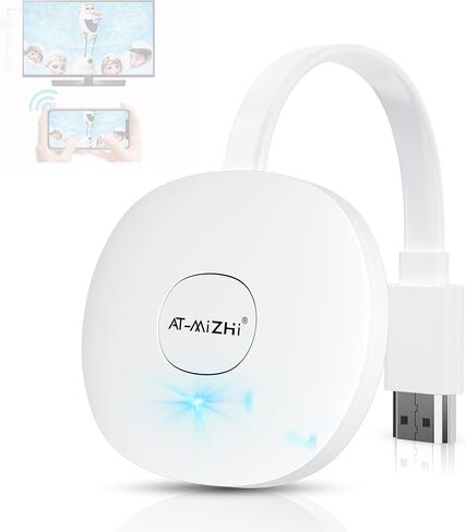 محول دونجل عرض HDMI لاسلكي AT-Mizhi 4K 1080P - انعكاس الشاشة من الهاتف/الوسادة/الكمبيوتر المحمول/الكمبيوتر الشخصي إلى التلفزيون/جهاز العرض/الشاشة، يدعم البث/Miracast/DLNA in Saudi Arabia