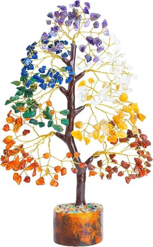 ZAICUS Seven Chakra Crystal Tree - Handcrafted Gemstone Tree for Healing, Balance, and Decor | Amethyst, Carnelian, Clear Quartz, and More | Perfect for Meditation and Spiritual Gift - 10-12 Inch in Kuwait