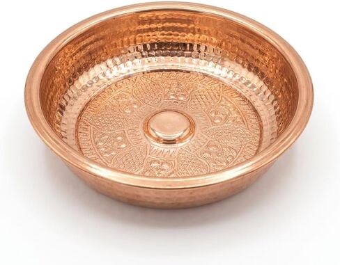 BAYKUL Turkish Hammam Copper Bath Bowl, Handcrafted Copper Decorative Bowl, Traditional Handmade Copper Construction, Diameter 8" Height 2.5" (Copper) in Saudi Arabia