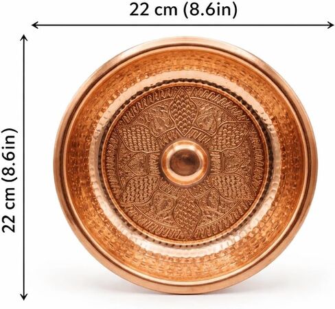 BAYKUL Turkish Hammam Copper Bath Bowl, Handcrafted Copper Decorative Bowl, Traditional Handmade Copper Construction, Diameter 8" Height 2.5" (Copper) in Saudi Arabia