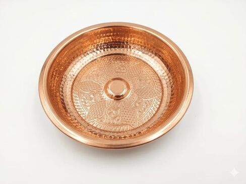 BAYKUL Turkish Hammam Copper Bath Bowl, Handcrafted Copper Decorative Bowl, Traditional Handmade Copper Construction, Diameter 8" Height 2.5" (Copper) in Saudi Arabia