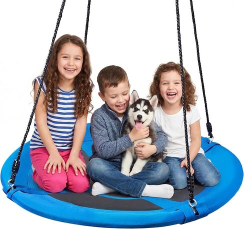 TURFEE 40" Saucer Tree Swing for Kids - 700Lb Weight Capacity, 900D Waterproof Oxford Fabric Platform Swing Seat with Adjustable Ropes for Kids Playground Outdoor Activity Backyard Fun (Rainbow) in Kuwait