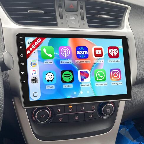 Roinvou 2+64G Android CarPlay Stereo for 2013-2017 Nissan Sentra, Built-in Wireless CarPlay Radio with Android Auto, 10.1'' Touch Screen in-Dash GPS Navigation Support Mirror Link BT HiFi WiFi RDS in Saudi Arabia