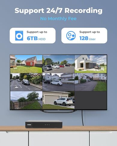 H.VIEW 8 Channel 4K POE NVR Network Video Recorder 4K/8MP/6MP/5MP/4MP/3MP/1080p/720p Support 8x8MP/4K IP Security Cameras, Max up to 6TB Hard Drive(Not Included), Support All Our poe IP Cameras in Saudi Arabia