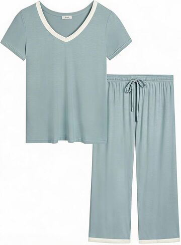 Joyaria Cooling Pajamas Set Short Sleeve Ultra Soft PJs Womens Viscose Made from Bamboo Sleepwear S-XXL in Kuwait