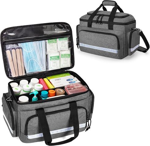 Damero Medical Trauma Bag, First Aid Bags Empty Medical Bag with Detachable Dividers, Ideal for Nurse, Physical Therapists, Doctors, Gray (BAG ONLY) in Saudi Arabia