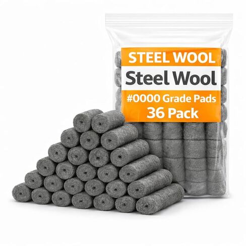 Steel Wool #0000 Grade Pads, 36 Pack – Flexible Cut to Size Wire Wool for Glass Shower Door Hard Water Removal, Chrome & Stainless Steel Polishing, Weep Hole Gap Filler, Mice Control & Rodent Barrier in Saudi Arabia