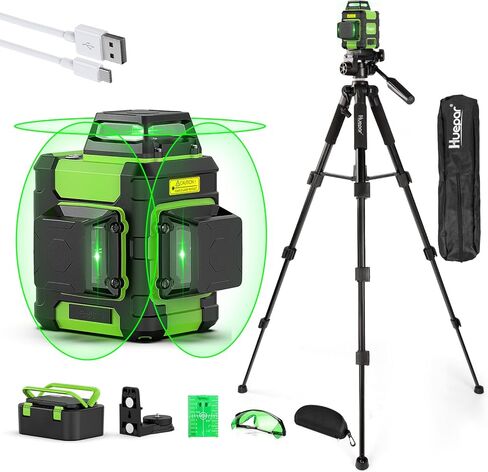 مستوى الليزر Huepar مع 60 بوصة ترايبود ، 1/13 عالية الدقة ذاتية التسوية ذاتية الخط الأخضر Lazer Leveler للتعليق الصورة ، والبلاط ، وتجديد المنزل ، مع وضع تمتلس في الهواء الطلق ، الحمل ، النظارات in Kuwait