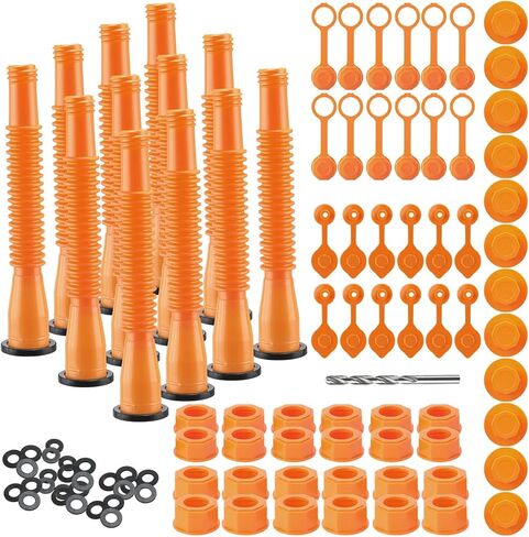 12 Kit Gas Can Spout Replacement with Screw Collar Caps, Gasket Stopper, and 2 Kinds Gas Can Vent Cap Bendable Nozzle Kit Fits Most of the Oil Gas Cans Water Gas Container Jug (Black White) in Kuwait