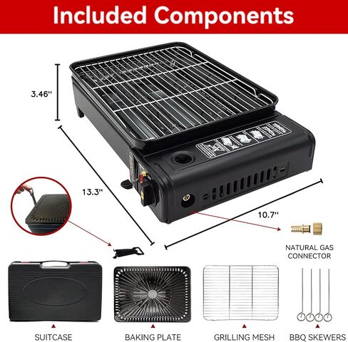 YINMANQ Gas Grill Portable Butane Stove, BBQ Grill for Outdoor Cooking Camping or Tailgating | Fried Roasted Cooking With Carry Case|Stainless Steel Griddle in Kuwait