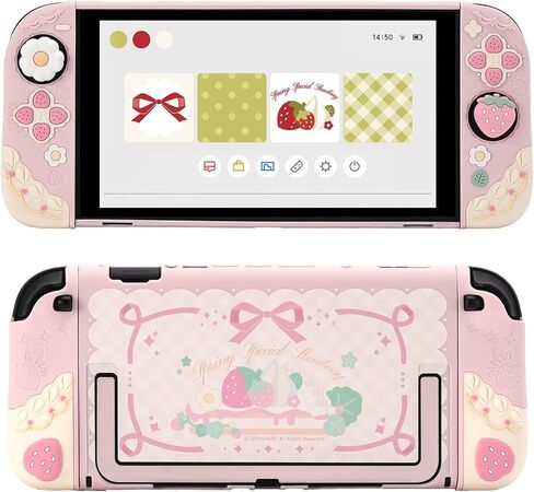 GeekShare Protective Case for Switch 2017,Anti-Scratch Slim Cover Case Compatible with Nintendo Switch Separable Soft Silicone Shell with 2 Thumb Grip Caps- Sweetheart Skull in Saudi Arabia