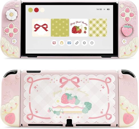 GeekShare Protective Case for Switch 2017,Anti-Scratch Slim Cover Case Compatible with Nintendo Switch Separable Soft Silicone Shell with 2 Thumb Grip Caps- Sweetheart Skull in Saudi Arabia