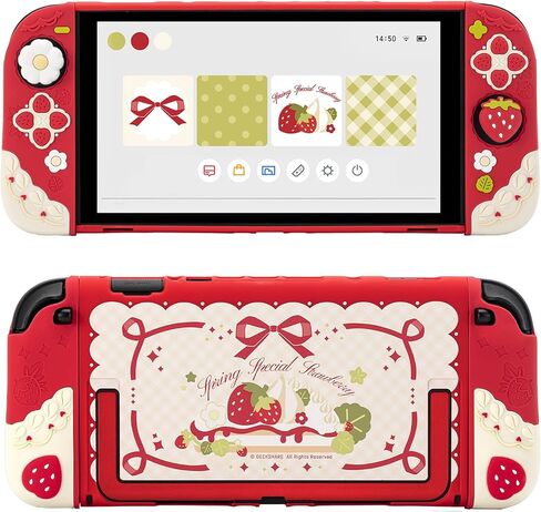 GeekShare Protective Case for Switch 2017,Anti-Scratch Slim Cover Case Compatible with Nintendo Switch Separable Soft Silicone Shell with 2 Thumb Grip Caps- Sweetheart Skull in Saudi Arabia