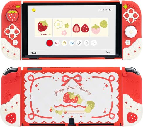 GeekShare Protective Case for Switch 2017,Anti-Scratch Slim Cover Case Compatible with Nintendo Switch Separable Soft Silicone Shell with 2 Thumb Grip Caps- Sweetheart Skull in Saudi Arabia
