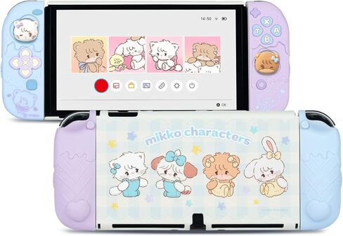GeekShare Protective Case for Switch 2017,Anti-Scratch Slim Cover Case Compatible with Nintendo Switch Separable Soft Silicone Shell with 2 Thumb Grip Caps- Sweetheart Skull in Saudi Arabia