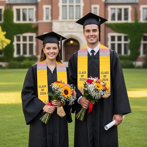 Unisex Pencil Shaped Graduation Stole Yellow Class of 2024 Graduation Stole Glitter Graduation Stole 72" Long High School and College Student Graduation Sash Gifts for Men Women in Saudi Arabia