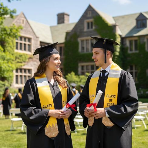 Unisex Pencil Shaped Graduation Stole Yellow Class of 2024 Graduation Stole Glitter Graduation Stole 72" Long High School and College Student Graduation Sash Gifts for Men Women in Saudi Arabia