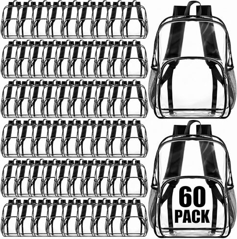 24 Pcs Clear Backpack Heavy Duty Clear Bookbags Clear Backpack Stadium Approved 16 Transparent See Through Backpacks for Stadium, Concert, Sports, Work, School, Security in Kuwait