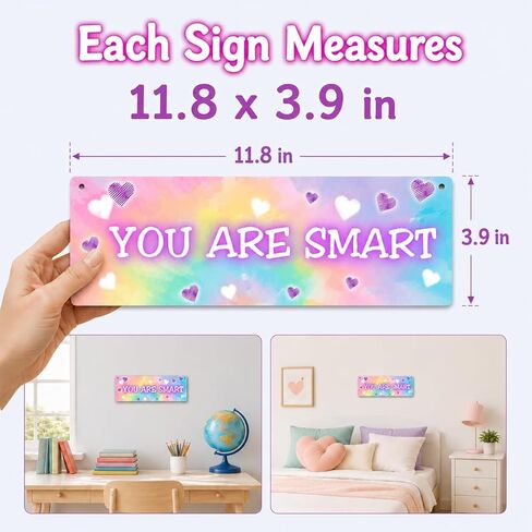 ISOVF 4 Pieces Tie Dye Decor Kids Room Wall Decor Wooden Sign - Motivational Wall Art For Kids Room Nursery Playroom Classroom - You Are Loved You Are Brave You Are Kind You Are Smart(Sign-04) in Saudi Arabia
