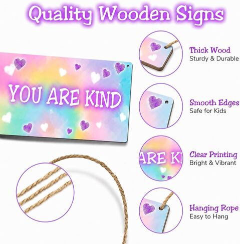 ISOVF 4 Pieces Tie Dye Decor Kids Room Wall Decor Wooden Sign - Motivational Wall Art For Kids Room Nursery Playroom Classroom - You Are Loved You Are Brave You Are Kind You Are Smart(Sign-04) in Saudi Arabia