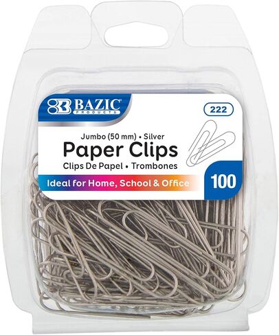BAZIC Jumbo Paper Clip, 50 mm, Silver, 100 Per Pack - 1 Pack in Saudi Arabia