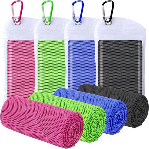 4 Pack Cooling Towels (40"x12"), Cooling Towels for Neck and Face, Gym Towel for Working Out, Soft Breathable Microfiber Ice Towel for Yoga Sport Running Golf in Saudi Arabia