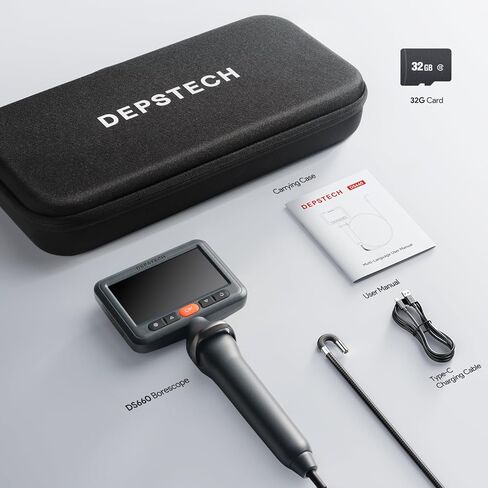 DEPSTECH Borescope, Dual Lens Endoscope Camera with Light, 1080P HD Inspection Camera, 4.3'' IPS Screen, 16.5ft Flexible Sewer Camera, IP67 Waterproof Plumbing Snake Camera, 8mm Mechanic Scope Camera in Saudi Arabia
