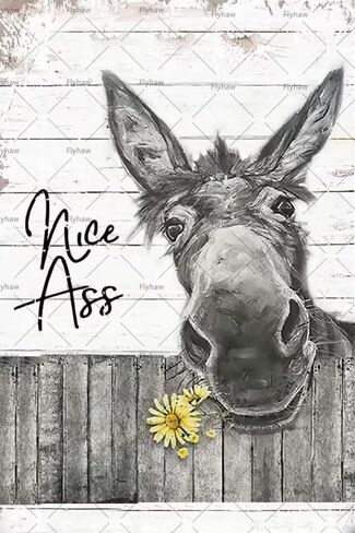 Funny Donkey Sunflower Bathroom Metal Tin Sign Wall Decor Nice Ass Farmhouse Bathroom Sign for Toilet Restroom Washroom Decor Gifts Vintage Retro Poster Plaque Donkey Accessories Farm Decor 8x6 Inch in Saudi Arabia