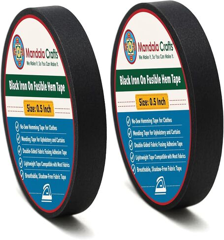 Mandala Crafts Hem Tape - Iron On Hemming Tape for Pants – 1 Inch 27X 2 Yards No Sew Adhesive Fusing Tape for Fabric Fusion Curtains Pants Clothes in Kuwait
