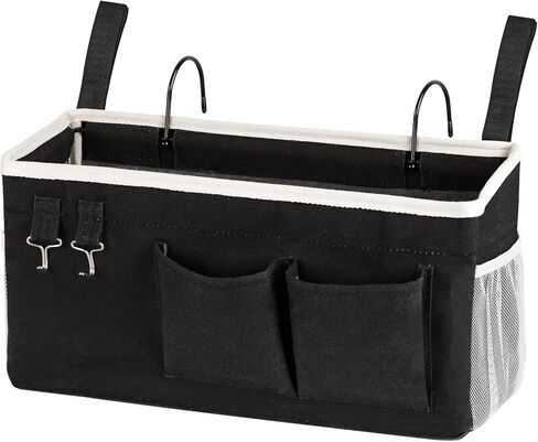 Bedside Storage Caddy/Bedside Hanging Storage Bag for Headboards Bunk Beds Dorm Rooms Book Phone Magazine Holder (2PC Black) in Kuwait