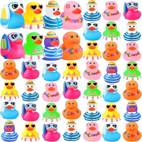 Honoson 24 Pcs Summer Beach Rubber Duckies Bulk Mini Rubber Duck Bath Toys Float Bathtub Ducky Cute Squeaky Ducky for Classroom Carnival Summer Birthday Baby Shower Party Favor (8 Colors) in Saudi Arabia