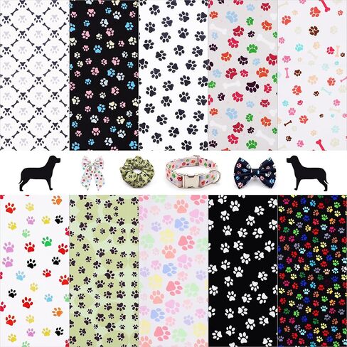 10 Pieces Paws Fabric Cute Paw Prints Squares Paw Print Fabric Fat Quarters Sewing Fabric Animal Footprint Puppy Cat Bone Printed Fabric for DIY Crafts Supplies (20 x 20 Inch) in Saudi Arabia