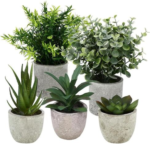 Artificial Plants for Home Decor Indoor, Faux Plants Indoor, Small Fake Plants for Bathroom Office Desk, Potted Plants Artificial Decor in Saudi Arabia