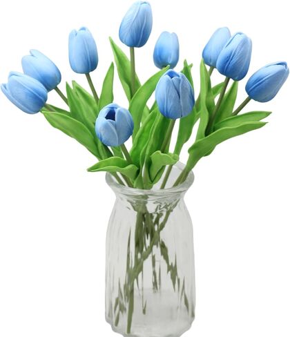 10-heads Home Decor Mini Tulip Real Touch Tulip Artificial Flowers Bouquets (blue) in Kuwait