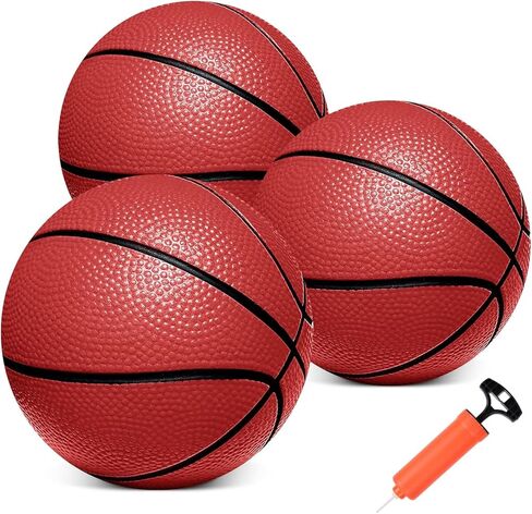 Mini Basketballs, 3 Pack 6" Inch Small Basketball Set with Pump Over The Door Mini Hoop Basketball Replacements Toy Basketball for Toddlers, Kids, Teenagers, for Pool, Indoors, Outdoors in Saudi Arabia