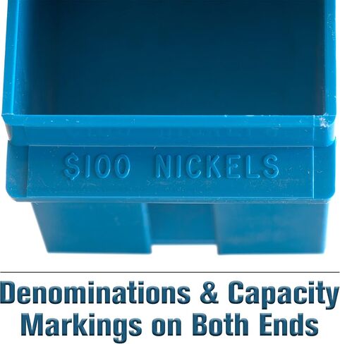 BankSupplies Nickel Large Capacity Coin Storage Box | Blue | 100 Dollar Capacity | Coin Organizer | High Capacity Coin Box | Stackable Rolled Nickel Holder in Saudi Arabia