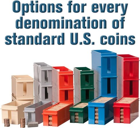 BankSupplies Nickel Large Capacity Coin Storage Box | Blue | 100 Dollar Capacity | Coin Organizer | High Capacity Coin Box | Stackable Rolled Nickel Holder in Saudi Arabia
