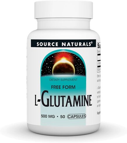 Source Naturals L-Glutamine، حمض أميني ذو شكل حر يدعم الطاقة الأيضية*، 500 ملجم - 100 كبسولة in Saudi Arabia
