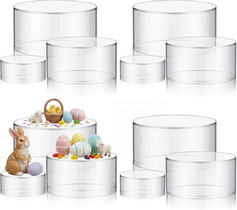 Jerify 12 Pcs Acrylic Riser Round Display Nesting Riser Clear Cylinder Pedestal Stands for Parties Figure Display Shelf for Cake Food Jewelry Party Table Decor, 5.9 Inch 5.1 Inch 3.5 Inch Diameter in Saudi Arabia