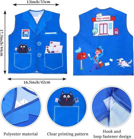 Kids Mailman Costume Mail Carrier Hat Mr. Postman Canvas Bag Vest Envelopes For Halloween Career Day Postal Costume in Saudi Arabia