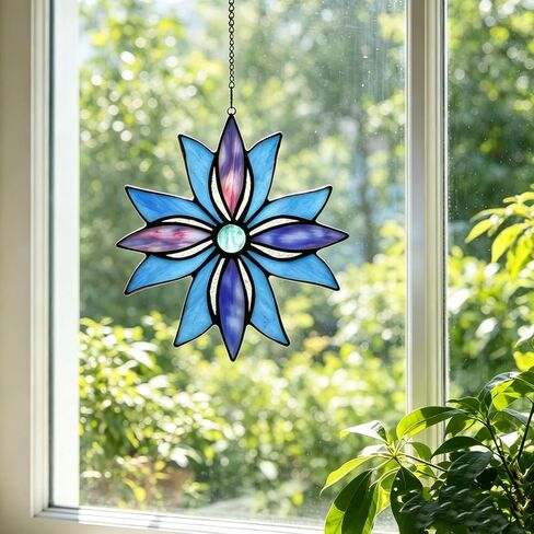 Tiffany Style Rose Stained Glass Flower Suncatchers Window Hanging Ornament in Saudi Arabia
