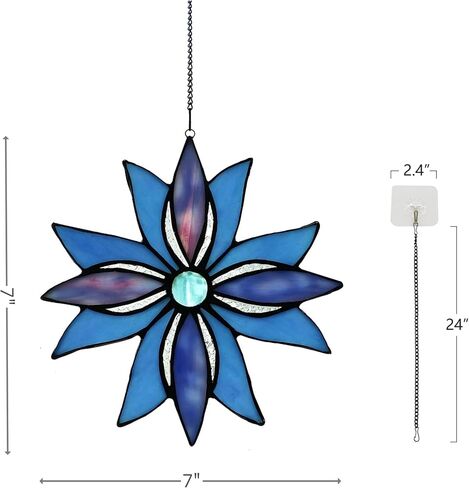Tiffany Style Rose Stained Glass Flower Suncatchers Window Hanging Ornament in Saudi Arabia