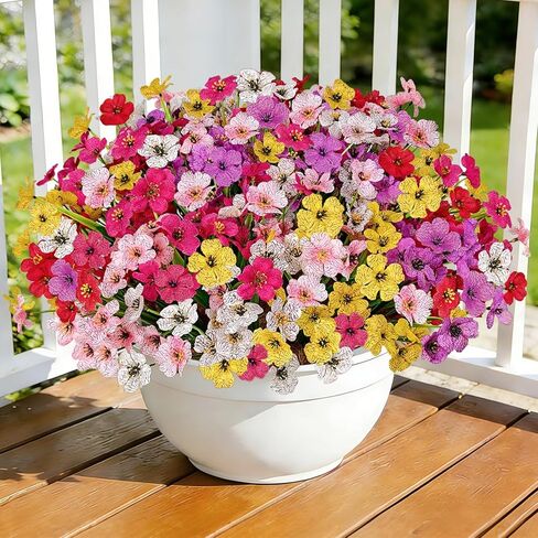 Uieke 6 Bundles Artificial Fall Flowers UV Resistant No Fade Fake Outdoor Plants Faux Plastic Plant Greenery for Outside Garden Porch Sidewalk Trim Window Box Décor Autumn Orange in Kuwait