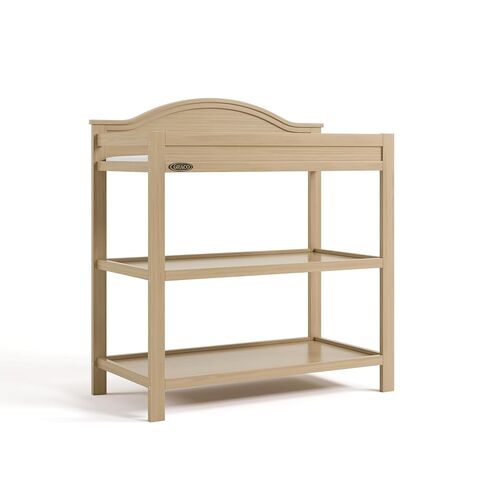 Graco Clara Changing Table (White) - GREENGUARD Gold Ceritifed, Includes Bonus Water-Resistant Changing Table Pad with Safety Strap, 2 Open Shelves in Saudi Arabia