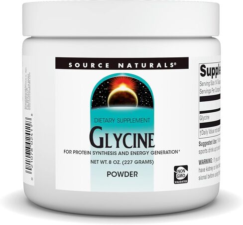 Source Naturals الجلايسين، لتخليق البروتين وتوليد الطاقة*، 454 جرامًا - 8 أونصة مسحوق in Saudi Arabia