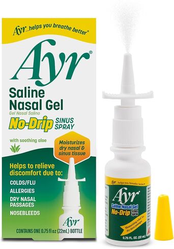 Ayr Saline Nasal Gel No-drip Sinus Spray With Soothing Aloe Vera, 0.75 Fl Oz Spray Bottle, (Pack of 1) in Kuwait