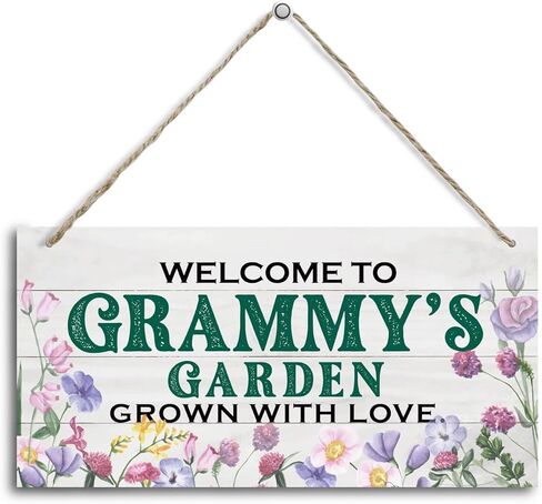 نمط عتيق مرحبًا بكم في حديقة جيجي التي نمت مع علامة ديكور خشبية محببة، ديكور لوحة خشبية مطبوعة معلقة، علامة ديكور منزلي ريفي، ديكور جيجي، هدية للجدة، نساء 12 × 6 بوصة in Kuwait